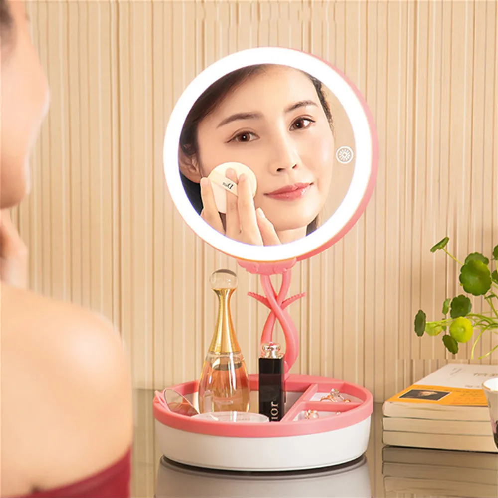 Folding LED Makeup Mirror Smart Touch Desk with Light | Красота и здоровье