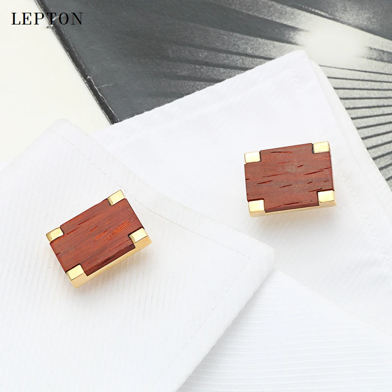 Мужские деловые запонки высокого качества Lepton Square из палисандра, недорогие роскошные деревянные запонки для мужчин, запонки на пуговицах рубашки Gemelos (art.: 3920d19fe542e) - 3920d19fe542e