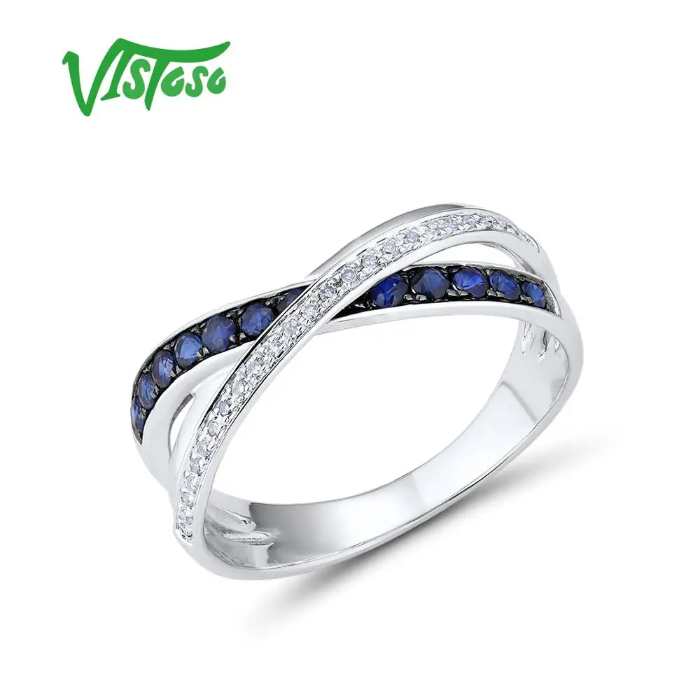 Женское золотое кольцо с бриллиантами VISTOSO из белого золота 14 к 585 пробы со