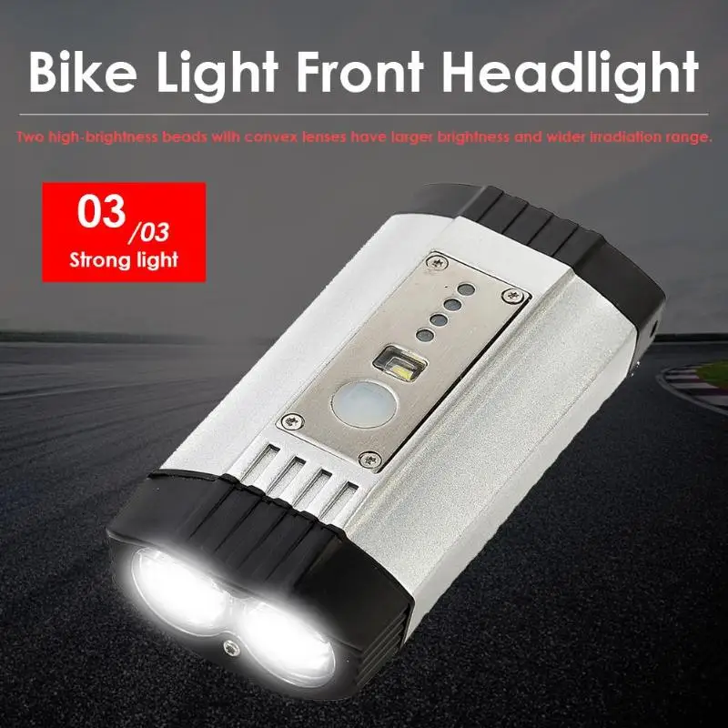 

USB Rechargeable Bike Aluminum alloy Light Front Headlight Cycling Safety alert LED Light Power Bank Night Riding Equipment TL#8