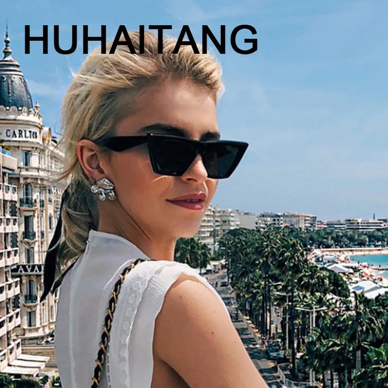 Женские солнцезащитные очки HUHAITANG винтажные брендовые квадратные кошачий глаз