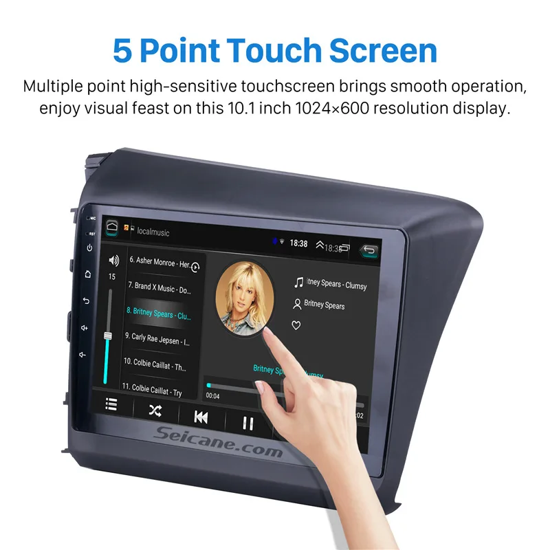 Seicane Car 10 1 &quotNavi HD Android8.1 2Din радио GPS аудио для Honda Civic 2012 с Bluetooth музыкой WiFi 1024*600