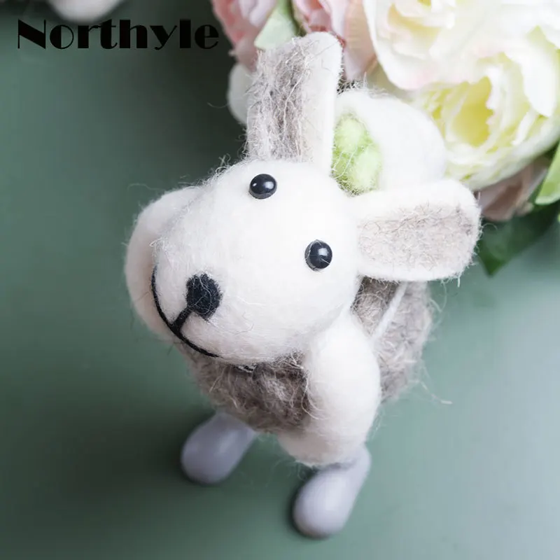 Fleece Rabbit Figurine Home Decoration Wool Bunny Christmas Gift Miniature Party Children's Desk Decoration|Статуэтки и