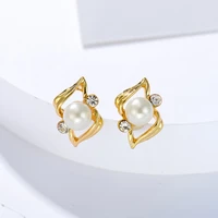 viennois korean pearl stud earrings for women silver color crystal clear cz earrings statement wedding jewelry fashion jewelry