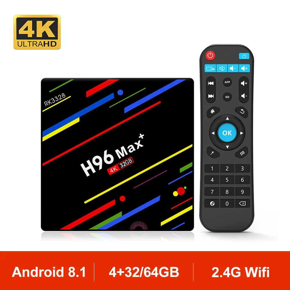 H96MAX Plus Android 8 1 RK3328 четырехъядерный Смарт ТВ бокс 4 K HD Wifi 2 4G/5G Google Netflix телеприставка