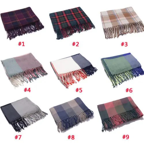 Women Long Cashmere Autumn Winter Plaid Scarf Spell Color Girl's Warm Scarves Shawl Female Fashion Wraps | Аксессуары для