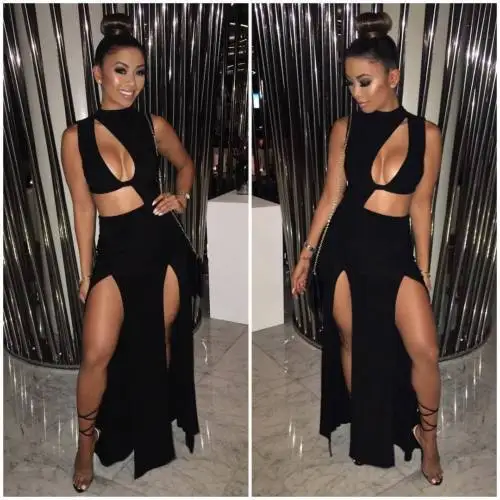 WOMENS BANDAGE BODYCON LADIES LONG PARTY DRESS CLUBWEAR SIZE 6- 14 | Женская одежда