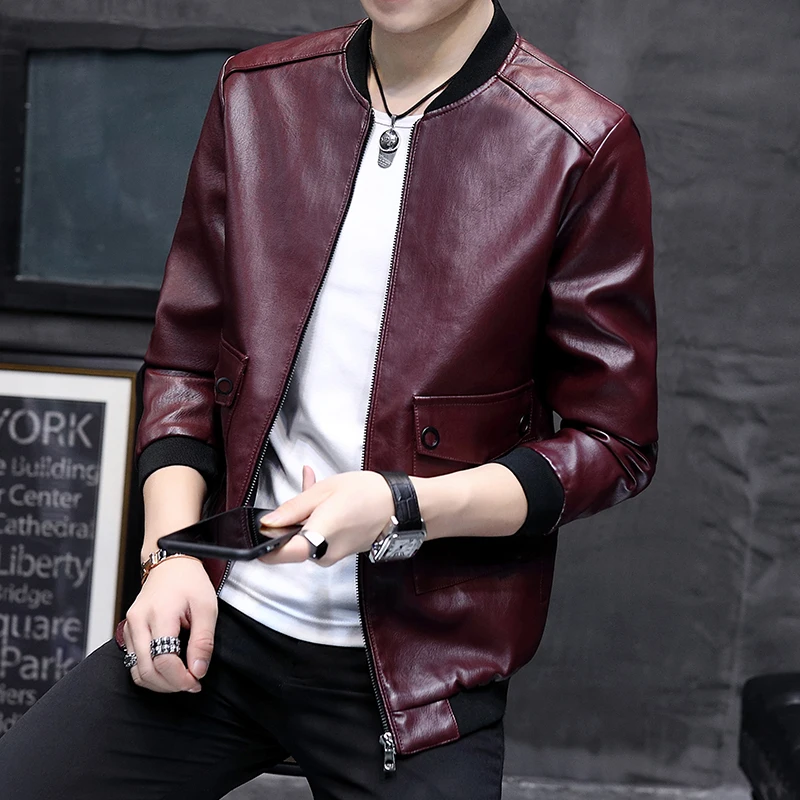 2018 Новый искуственная кожа с капюшоном жакет пальто свободного кроя мужчины