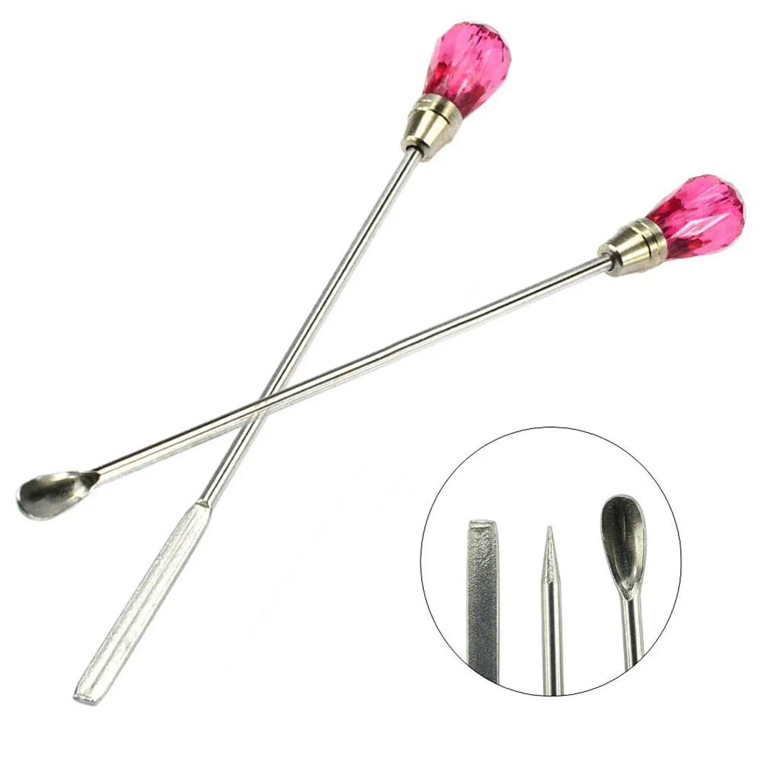 Mixing Glue Glitter Powder Spoon Spatula Stirring 102 mm/4 inch Rod Dotting Pen Silver Nail Art art tool Tools |