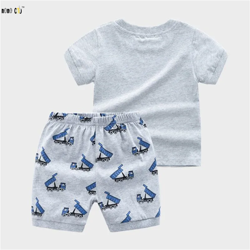 Kids Sport Suit Boy Clothes Set Summer Short Sleeve Cartoon Printed Child Clothing Outfit 2 pcs Tracksuit 3 4 5 6 7 Years | Детская