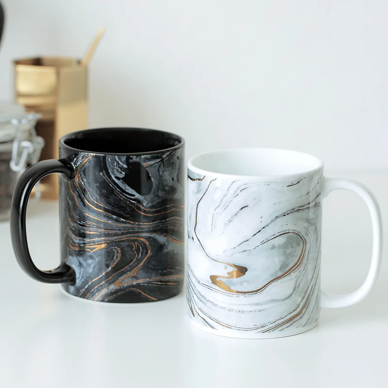 

European Marble Ceramic Coffee Mugs Couple Lover's Gift Morning Tea Breakfast Water Cup for Gifts
