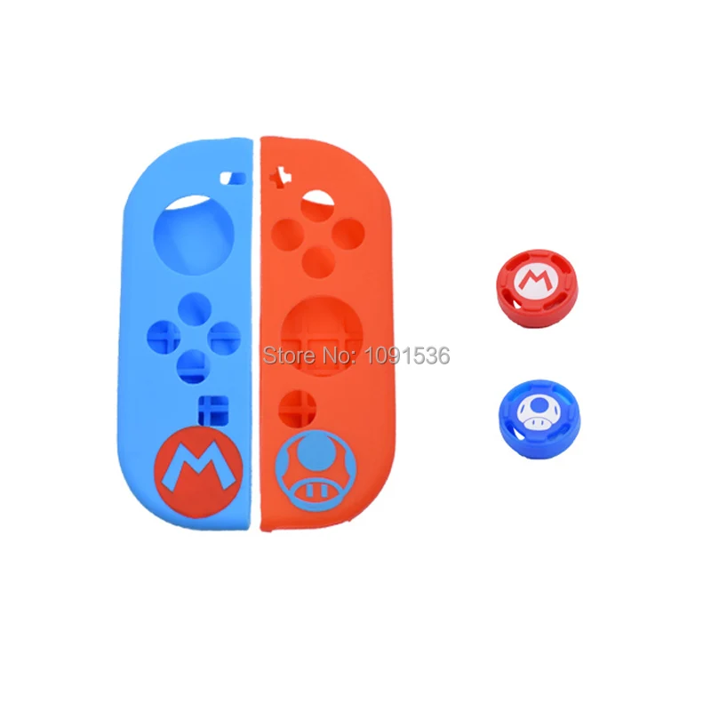 Мягкий силиконовый защитный чехол Nintendo Switch + 2 захвата джойстика колпачки для NS