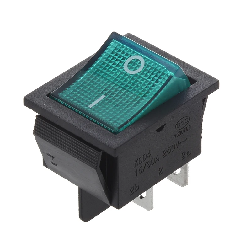 Зеленый светильник 4 Pin DPST ON/OFF кнопки в кулисный переключатель 15A 30A 250V AC 28x21