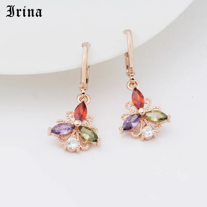 

Irina 585 Rose Gold Color AAA Cubic Zircon Colorful Tree Of Life Drop Earring For Women Bridal Wedding Jewelry