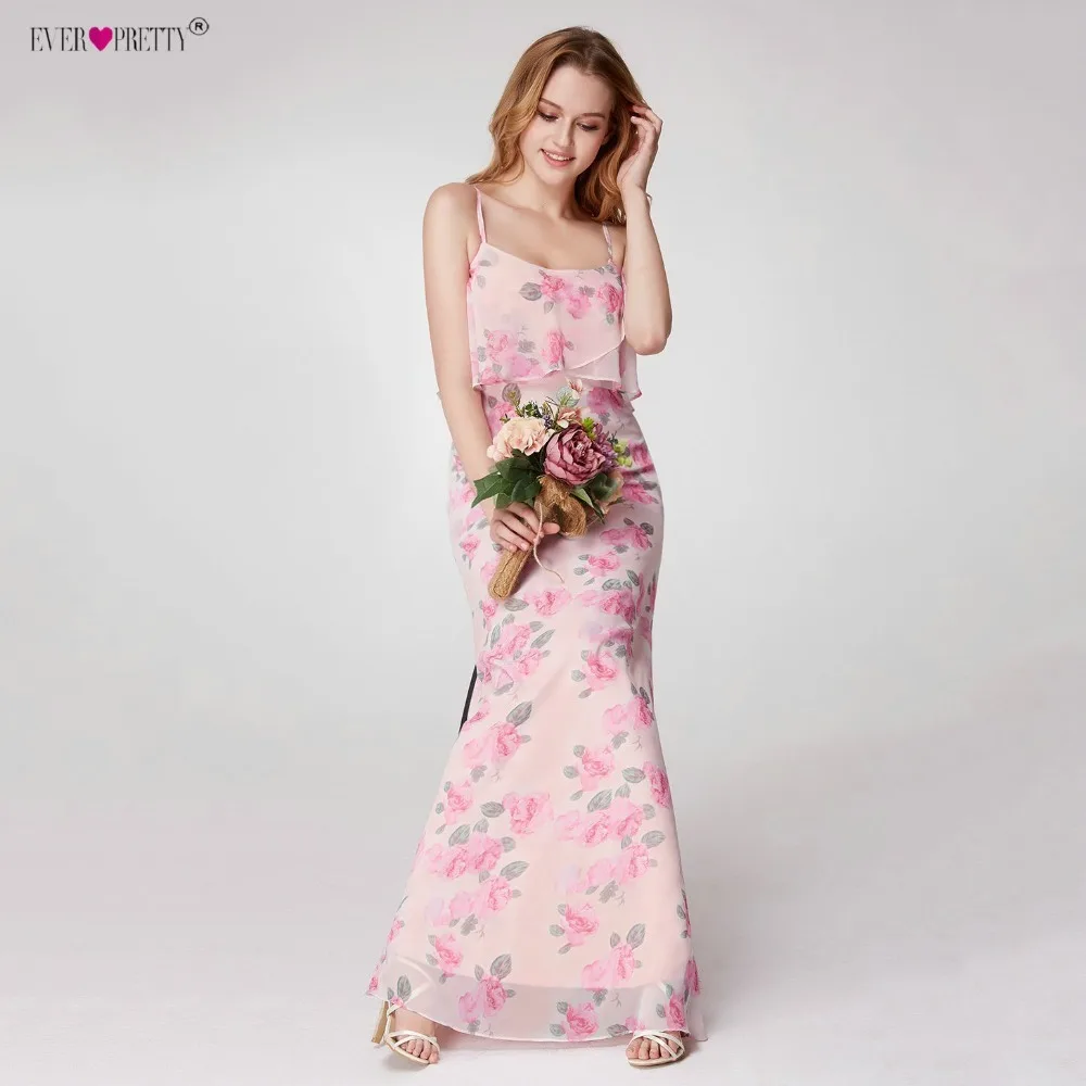 Bridesmaid Dresses Long Ever Pretty EP07236 Cheap Chiffon Sleeveless Floral Beach Dress for Wedding Guest Party Bridemaid robes | Свадьбы и