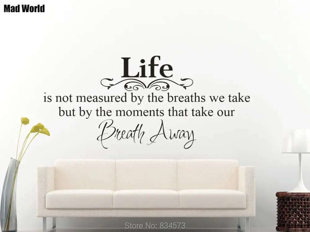 

Life is not Measured by the Breaths we Take Quote Wall Art Sticker Wall Decals Home DIY Decoration Removable Decor Wall Stickers