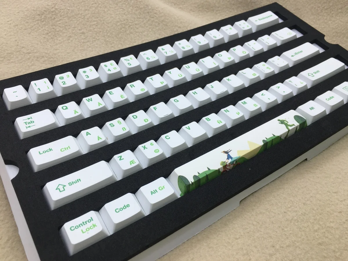 Ирландия 108 ключей PBT Dye Sublimation индивидуальный ключ Кепки белая освещенная