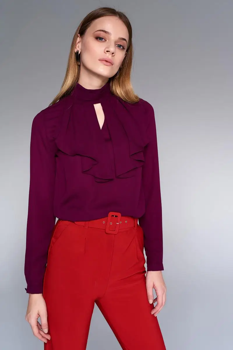 Trendyol Mürdüm Fronting Detaylı Bluz TOFAW18BB0479| |