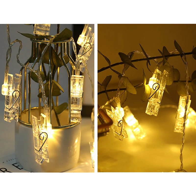 Теплый белый фото доска на прищепке дисплей Фея огни строки настенный светильник