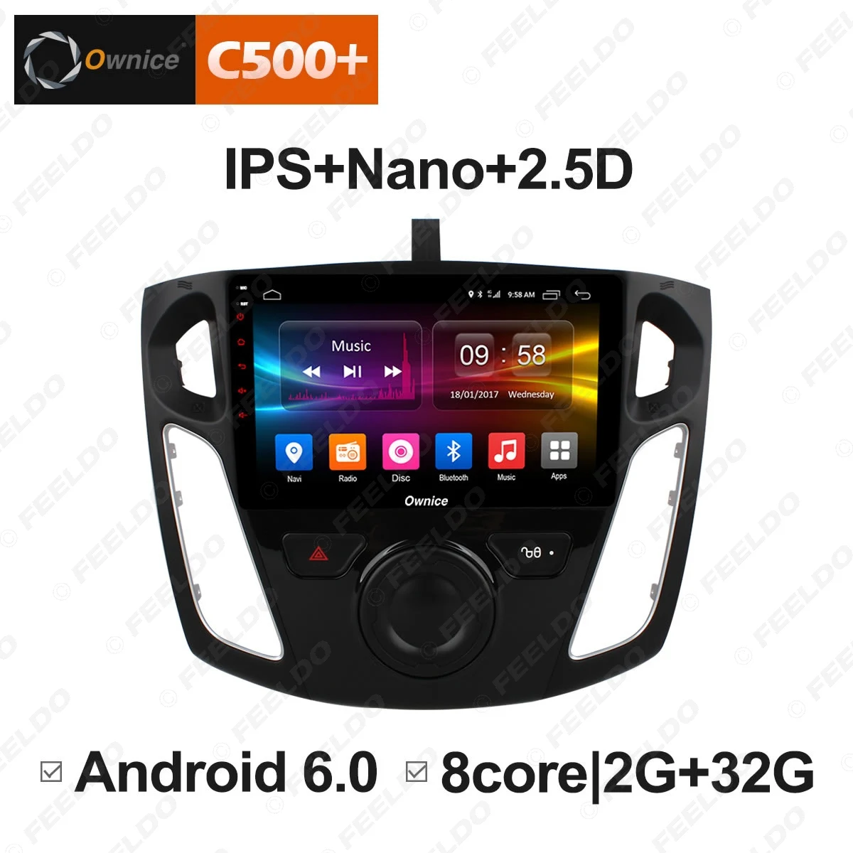 FEELDO 9 &quotAndroid 6 0 4 ядерный/DDR3 1G/16G/поддержка 4G ключ автомобильный медиаплеер с GPS/FM/AM