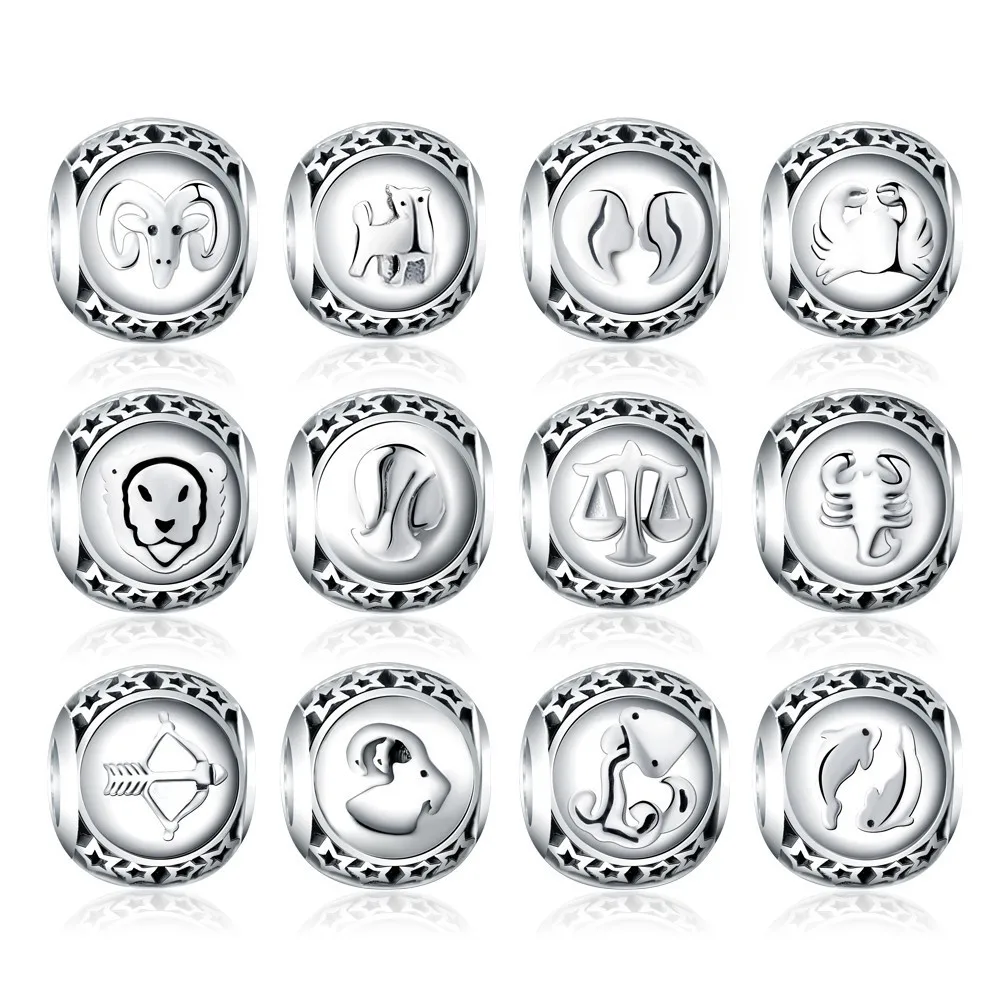 Новомодное очарование 12 созвездий аксессуары зодиака Бусины Подходят