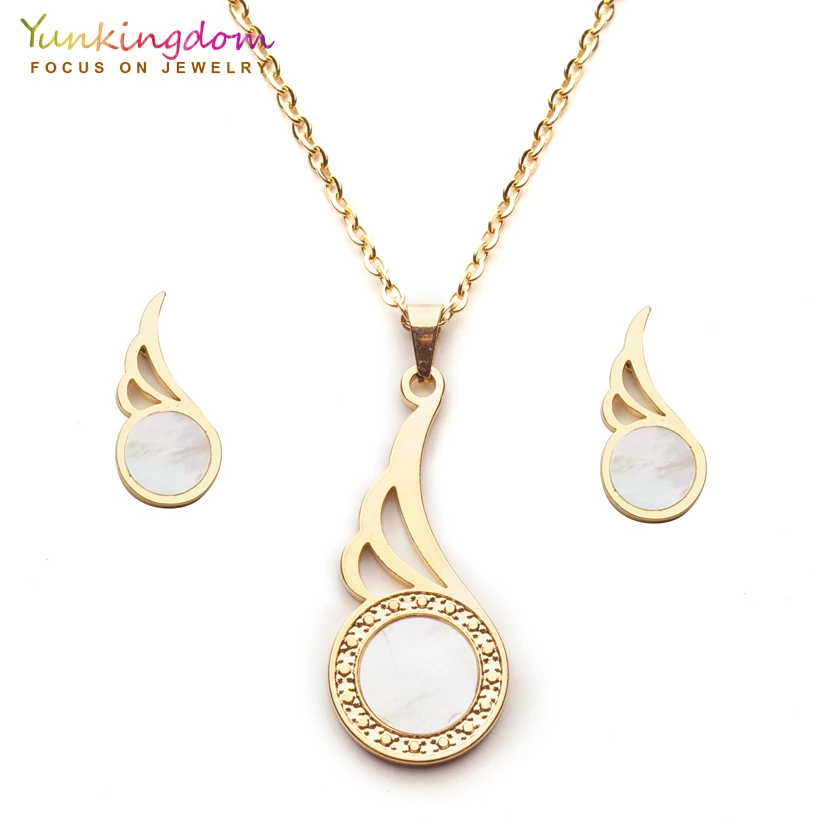 Женский комплект ювелирных изделий Yunkingdom ensemble bijoux ожерелье из нержавеющей стали