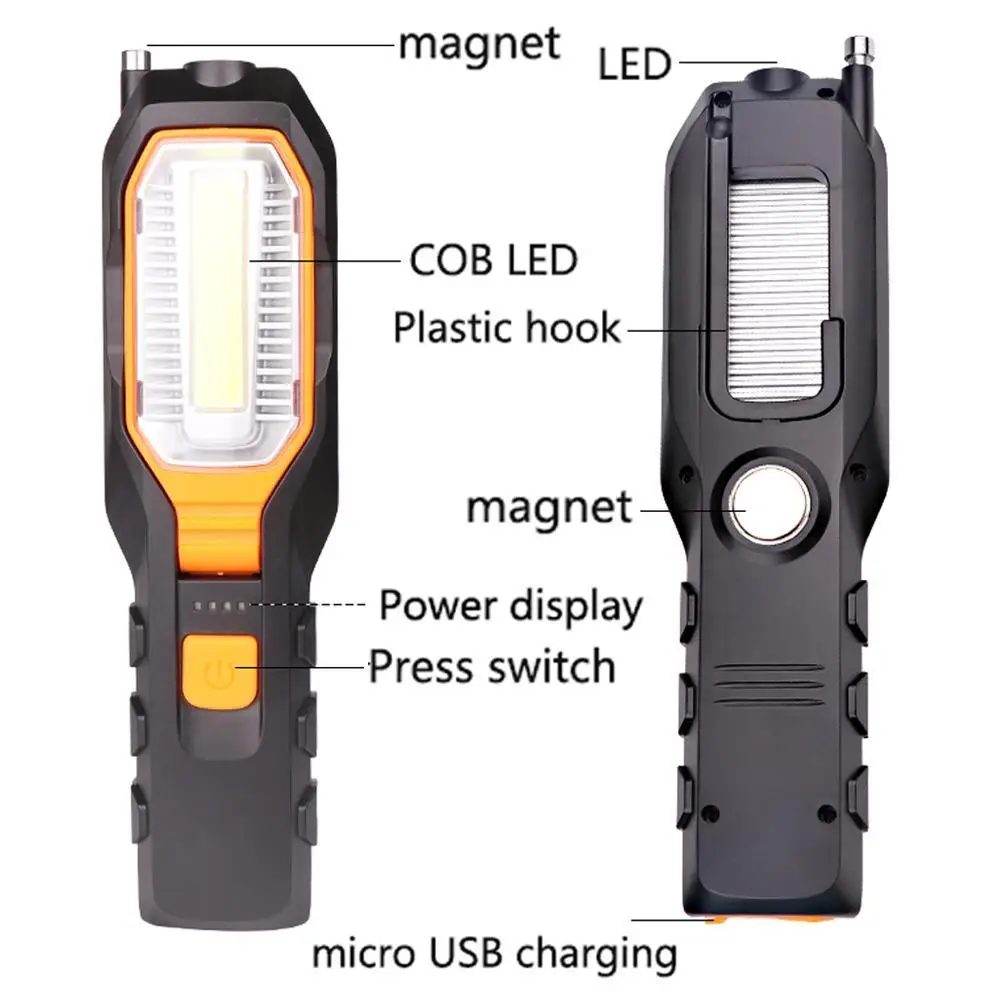 Новый 800LM LED + COB Встроенный аккумулятор 4 режима микро USB фонарик высокого качества