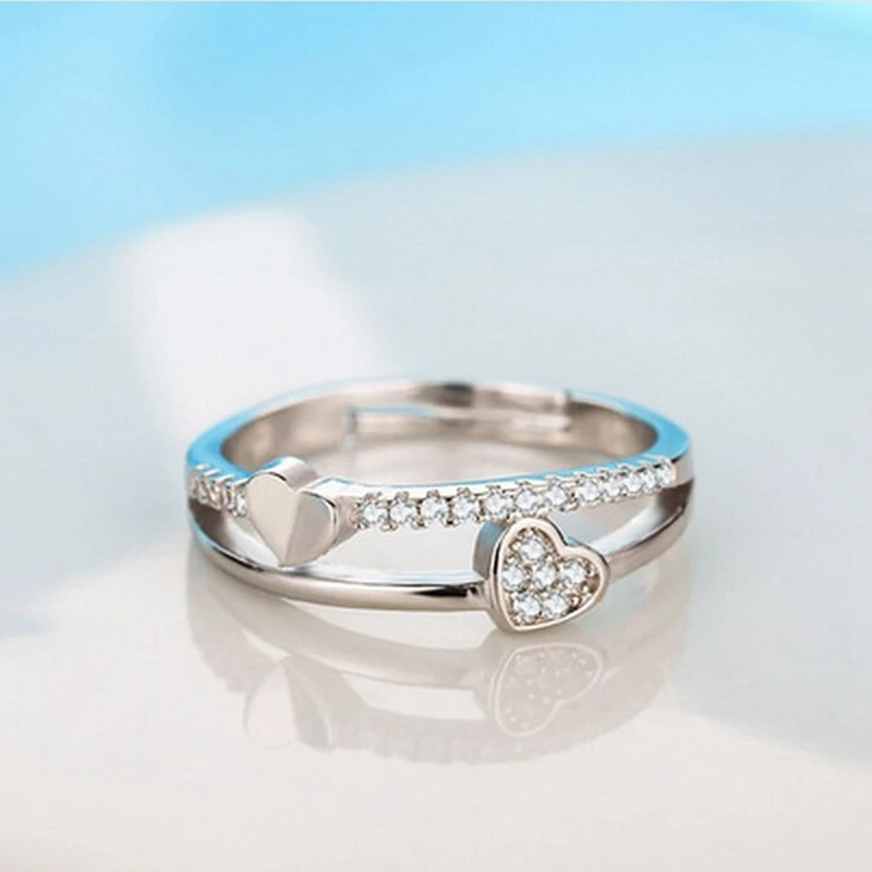 Элегантное кольцо в форме сердца с бриллиантами открытые кольца свадебные