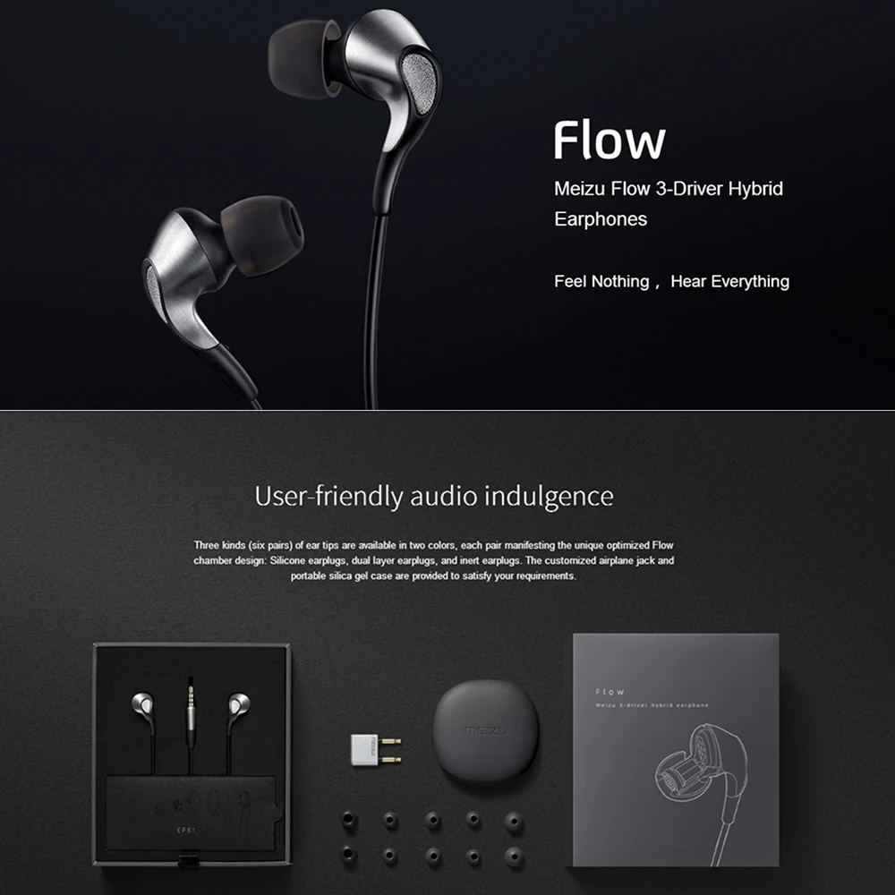 MEIZU Flow три гибридных блока внутриканальные HiFi наушники с микрофоном