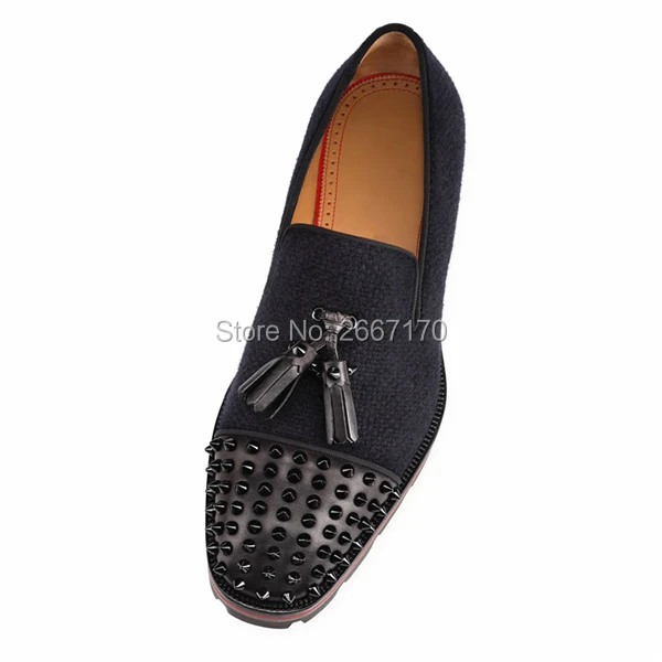 Лоферы мужские с заклепками и кисточками городская модная обувь в стиле пэчворк