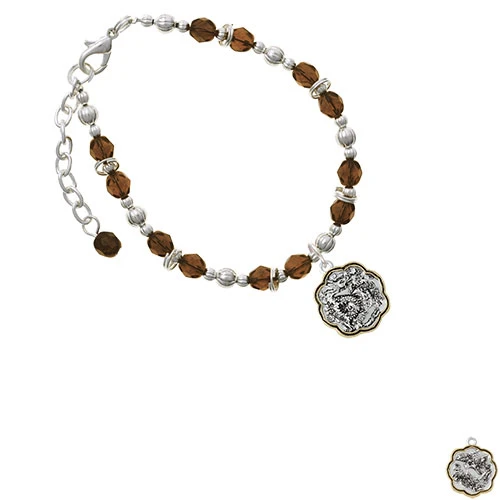 Двухцветный браслет с бусинами в виде дракона и феникса |