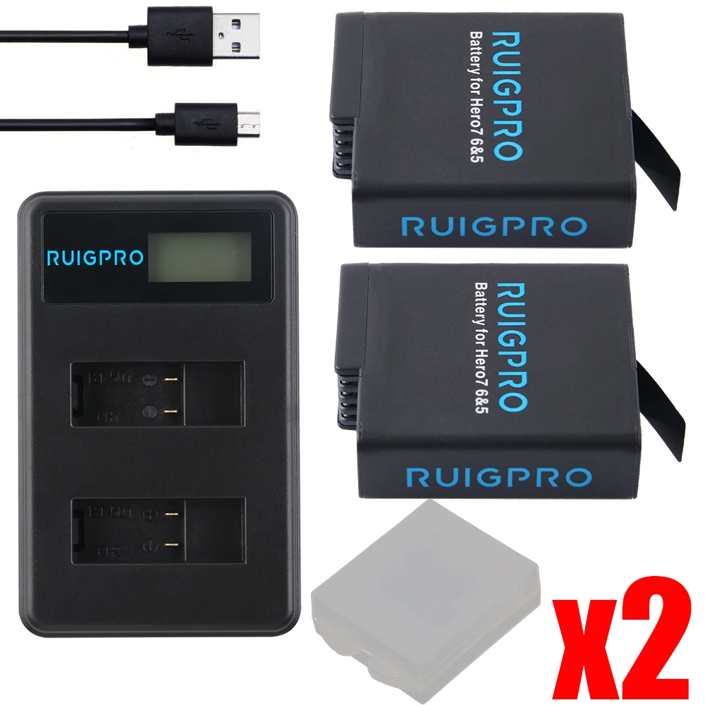 2 шт. AHDBT501 Hero5 Батарея Akku + USB светодиодный 3 Порты и разъёмы Зарядное устройство с