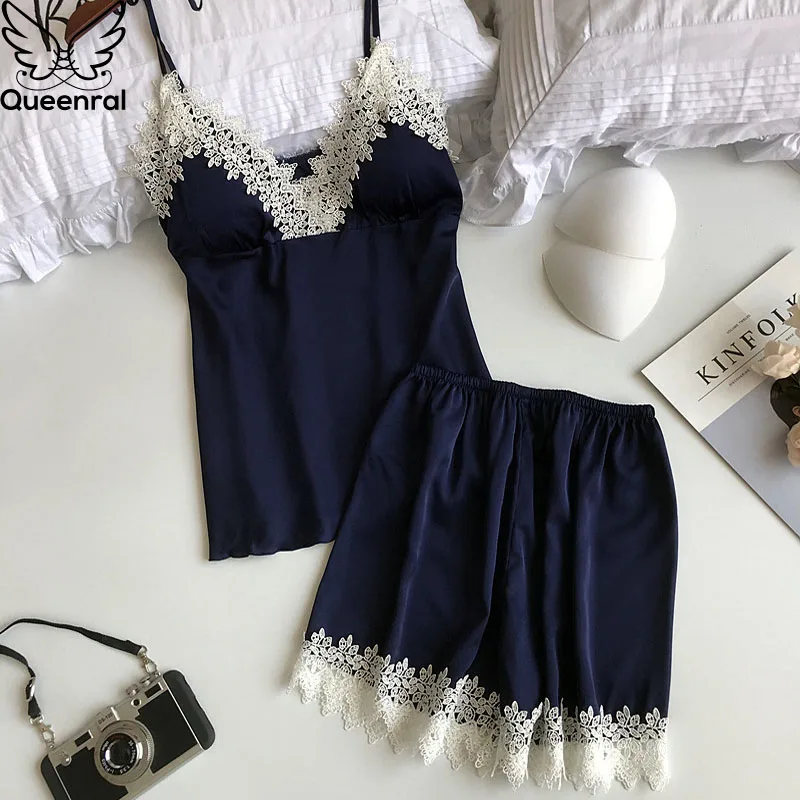Queenral 4 шт. пижамы для девочек женщин сна Lounge атласные Pijama Весна Домашняя одежда