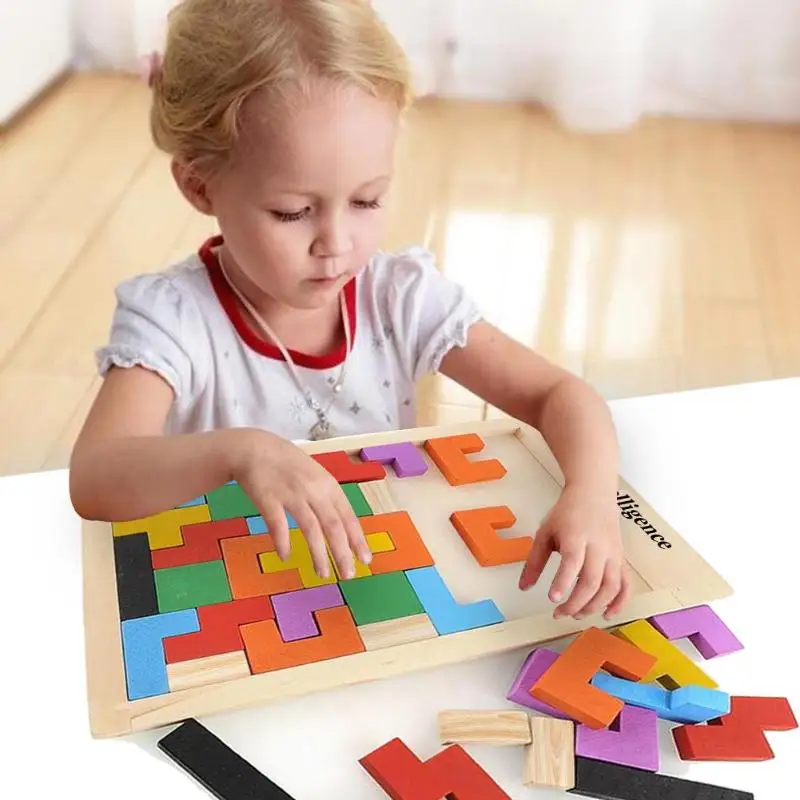 Головоломка головоломка Tangram игрушки красочные деревянные игра тетрис для