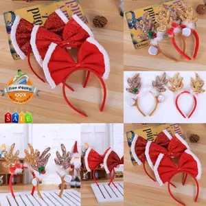 Комплект одинаковых рождественских пижам для взрослых Новогодние повязки с бантом нарядное платье шляпа оленьи рога Санта-Клауса