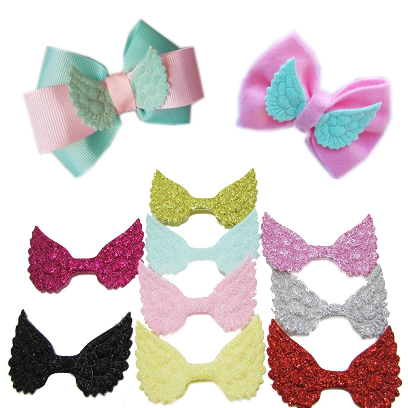 Sale 10PCS/Pack Glitter 50*33mm Korean hair accessories crafts angel wings Cartoon handmade materials DIY Decor | Аксессуары для