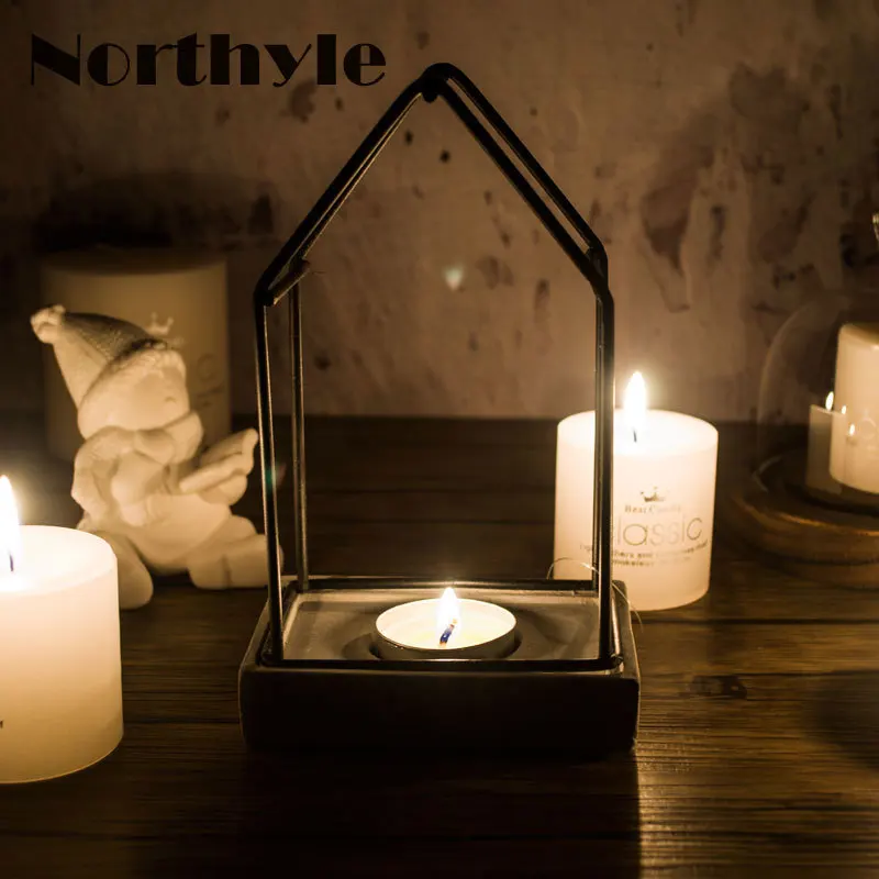 DH промышленных стиль подсвечник бетона подвал tealight домой украшения свадебный