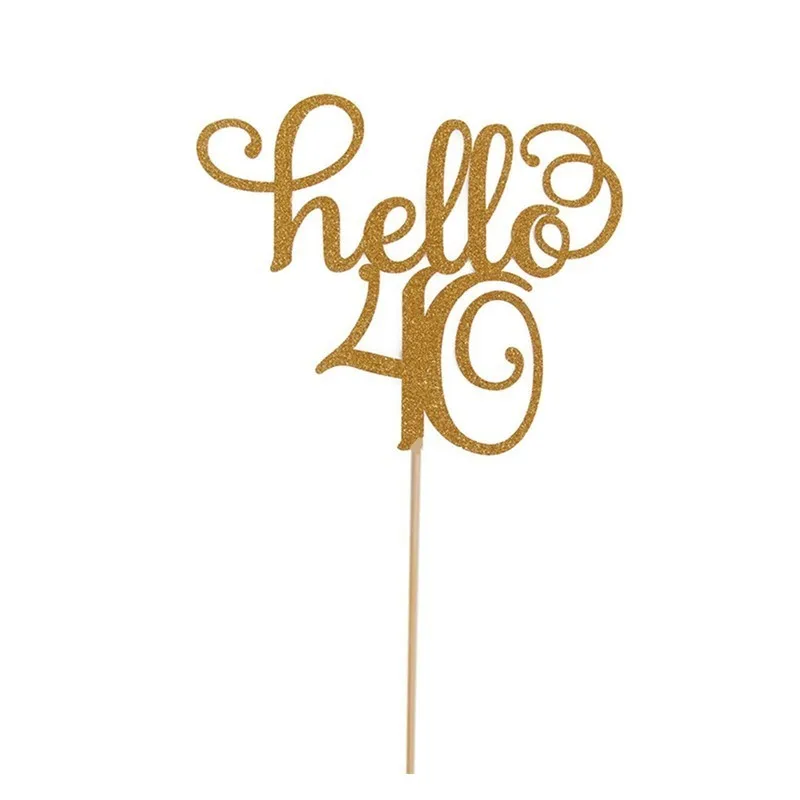 Золотые полые счастливый украшение для именинного торта 30/40/50/60 день рождения
