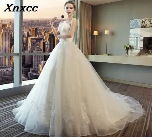 Xnxee Модные Винтажные белые платья с длинным шлейфом Vestidos de Noivas Большие размеры
