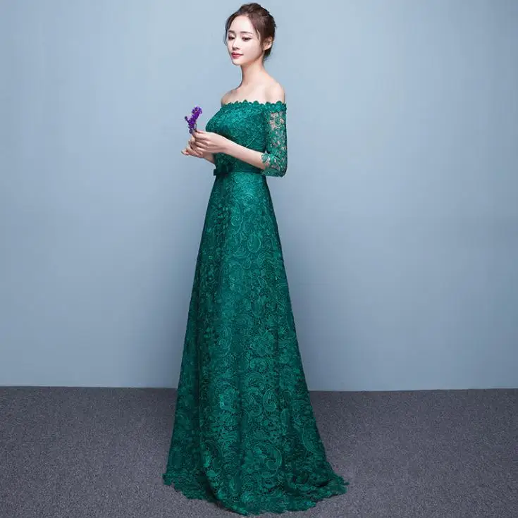 BANVASAC Elegant Boat Neck Lace Embroidery A Line Long Evening Dresses Party Half Sleeve Bow Sash Backless Prom Gowns | Свадьбы и