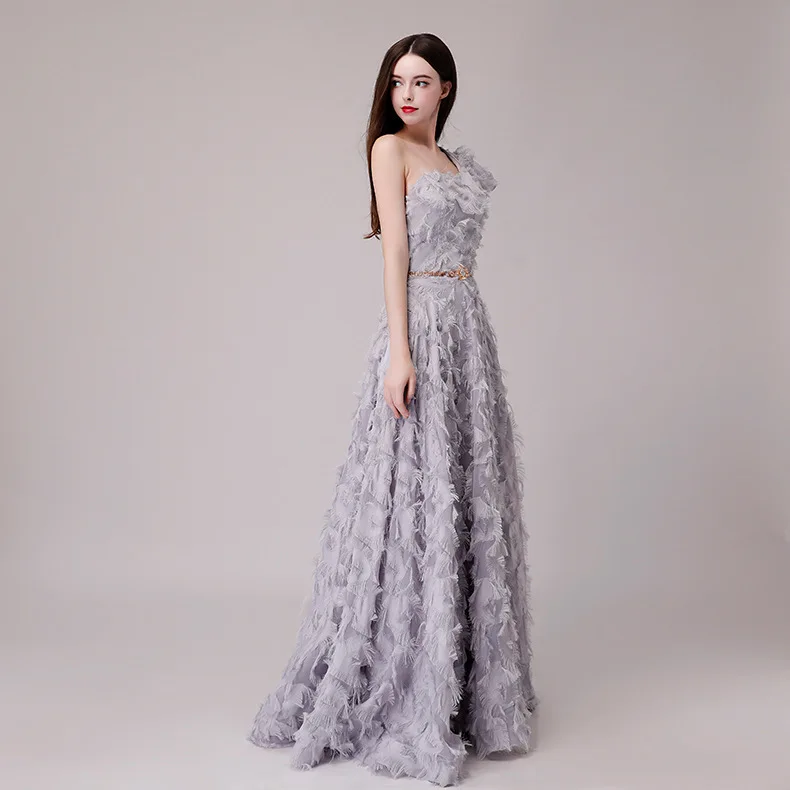 Женское вечернее платье Vivian's Bridal 3d Кружевная аппликация на одно плечо с