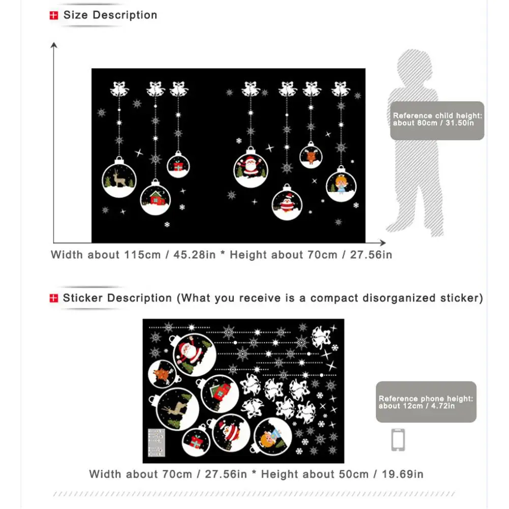 Рождественский хрустальный шар с цепочкой самоклеящаяся Настенная Наклейка для