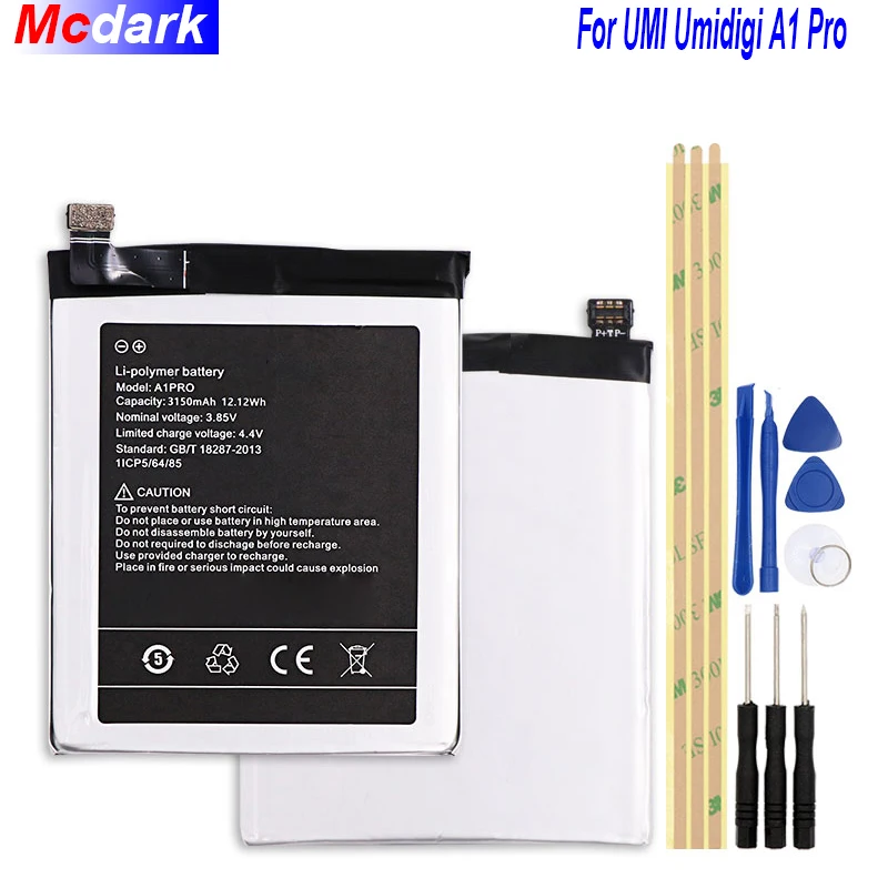 Mcdark 3150mAh батарея высокого качества для UMI Umidigi A1 Pro Batterie аккумуляторная AKKU ACCU PIL
