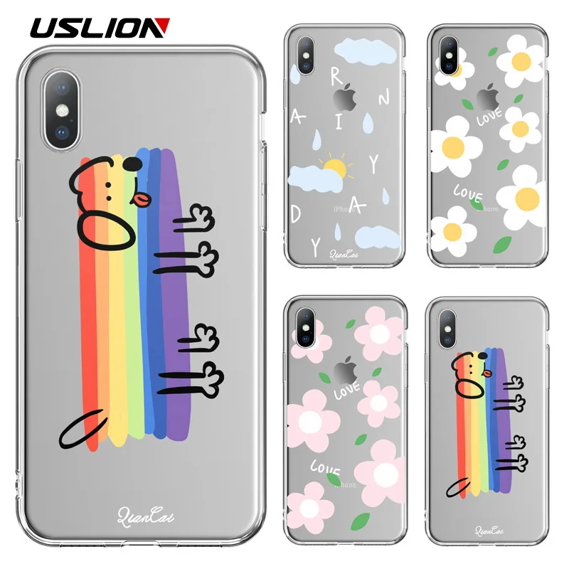 Прозрачный чехол USLION для iPhone X XS XR Xs Max 5 6 6s 7 8 Plus |