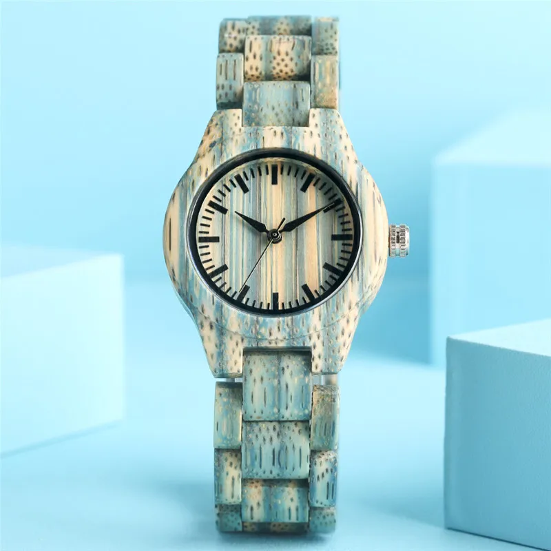 

Relogio Feminino Casual All Wooden Quartz Watch Movement for Women Green Quartz Wooden Wrist Watches Folding Clasp Wood Watch