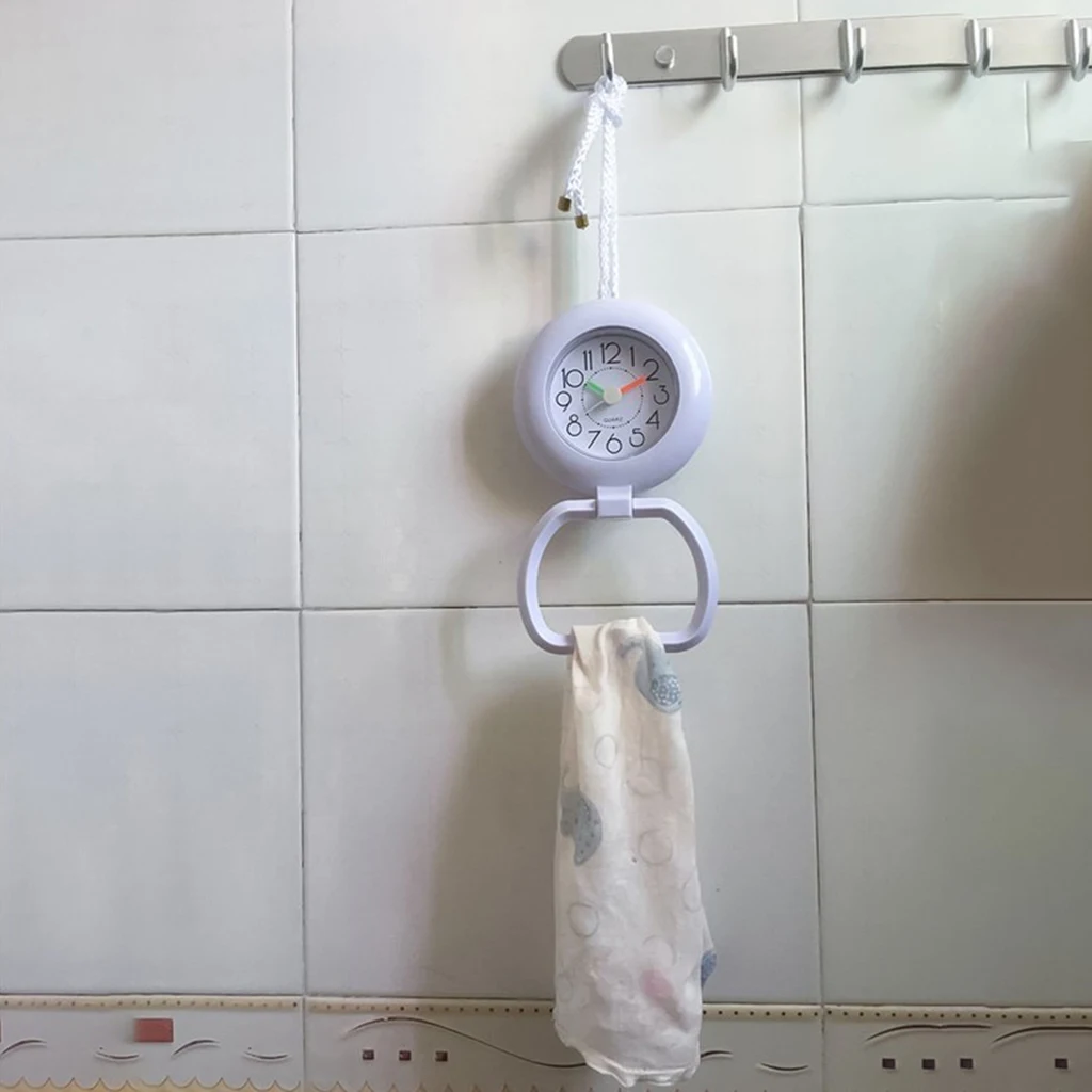 

Часы настенные для ванной, душа, с крючком для полотенца, 12 цифр