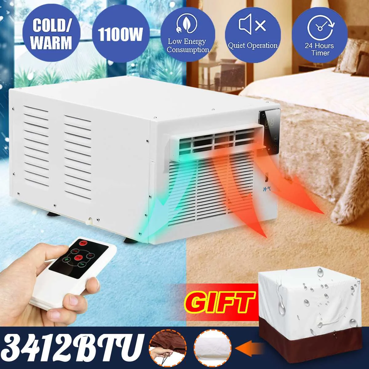 1100W Настольный кондиционер 220 V/AC таймер на 24 часа машина для изготовления холодного/тепла двойного назначения с пультом дистанционного управления светодиодный пульт управления Pet осушитель воздуха conditione