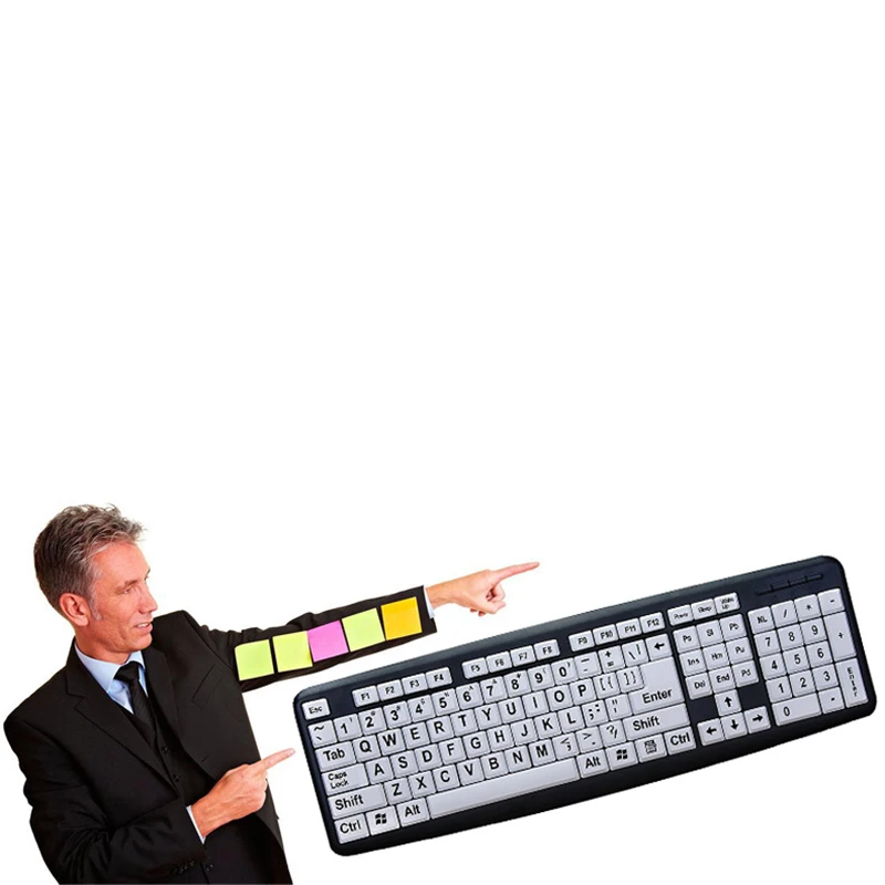 Large Print Computer Keyboard With White Keys &amp Black Letters For Visually Impaired | Компьютеры и офис