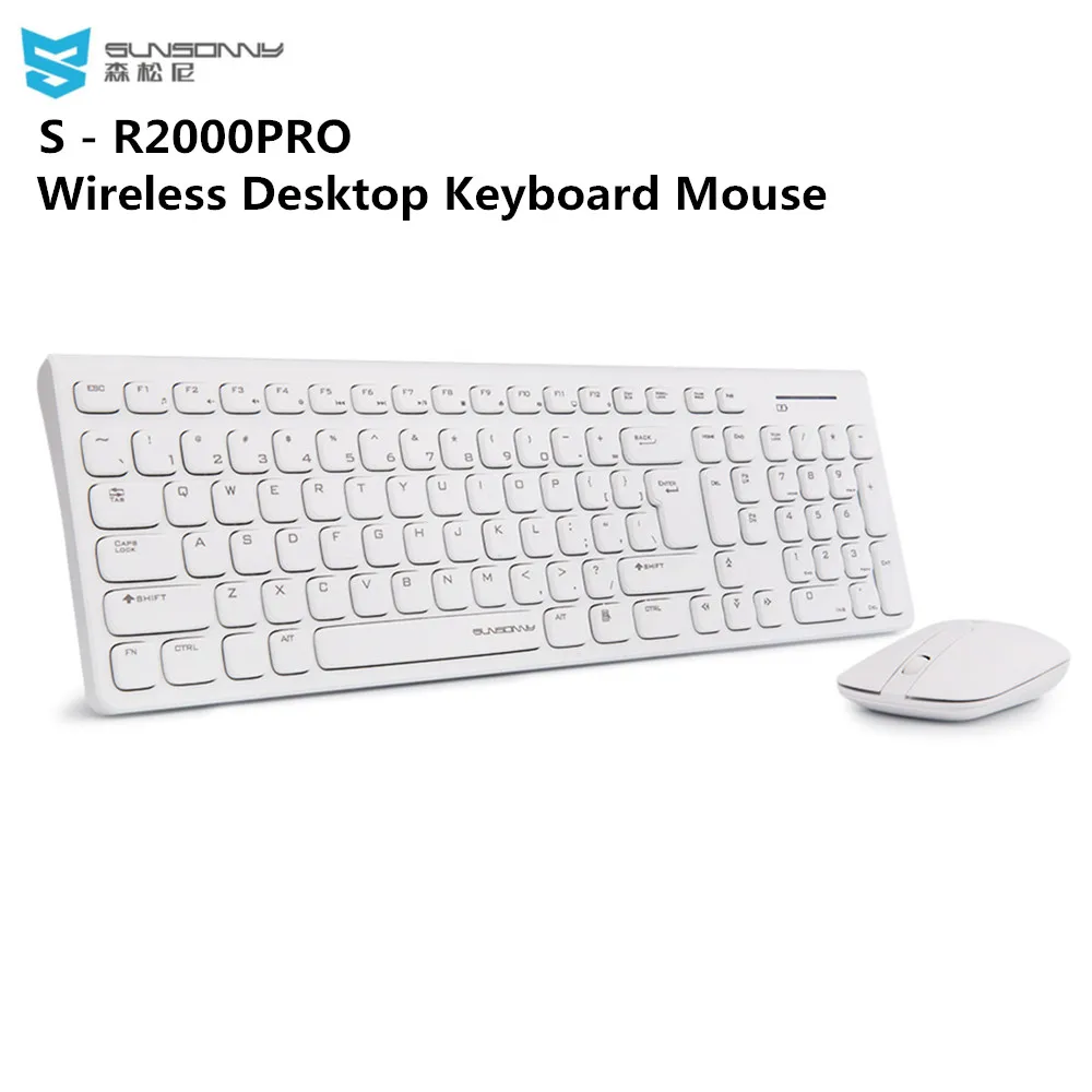 SUNSONNY S R2000PRO 2 4 ГГц Беспроводная настольная клавиатура мышь комбо 104 клавиш