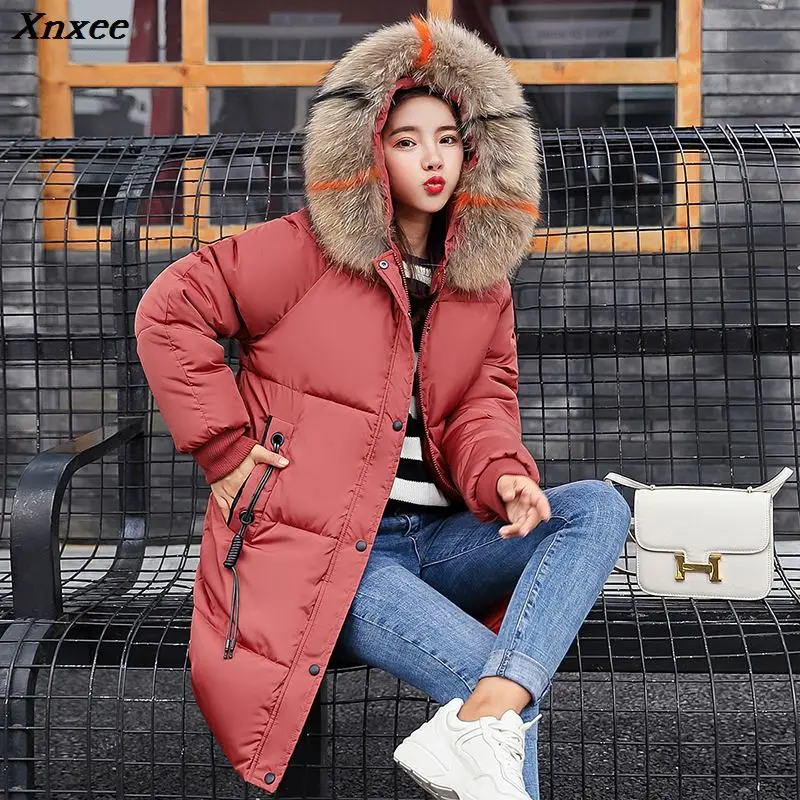 

Xnxee Casual Autumn Winter Jacket Coat Long Thick Warm Women Parka Female Plus Size Hoodies Fur Collar Coat 3XL ukraine